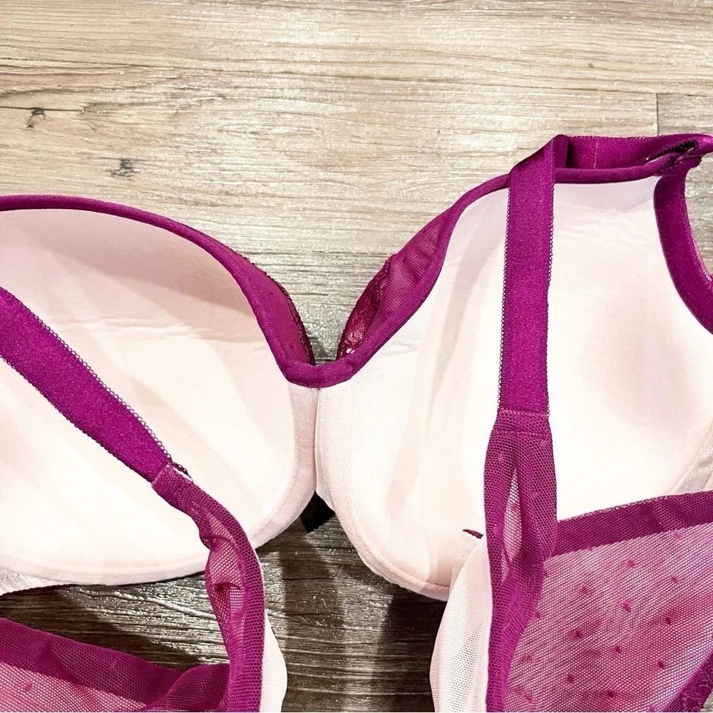 Torrid Bra Women's 46B Full Coverage Balconette Lightly Lined Purple Lace